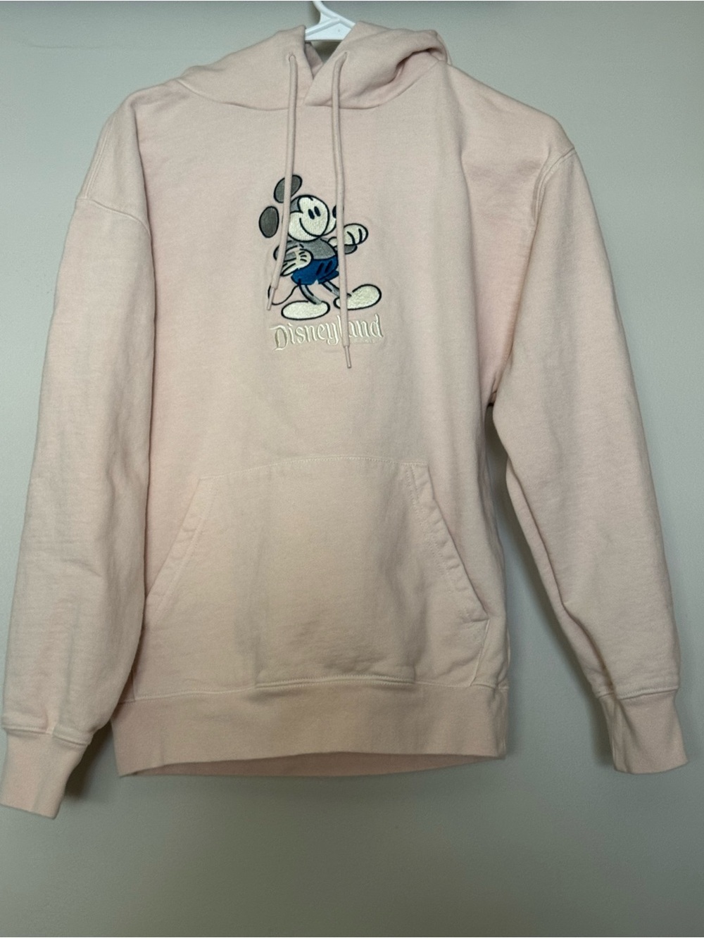 Disneyland Mickey Mouse Embroidered Organic Cotton Hoodie Blush Pink XS